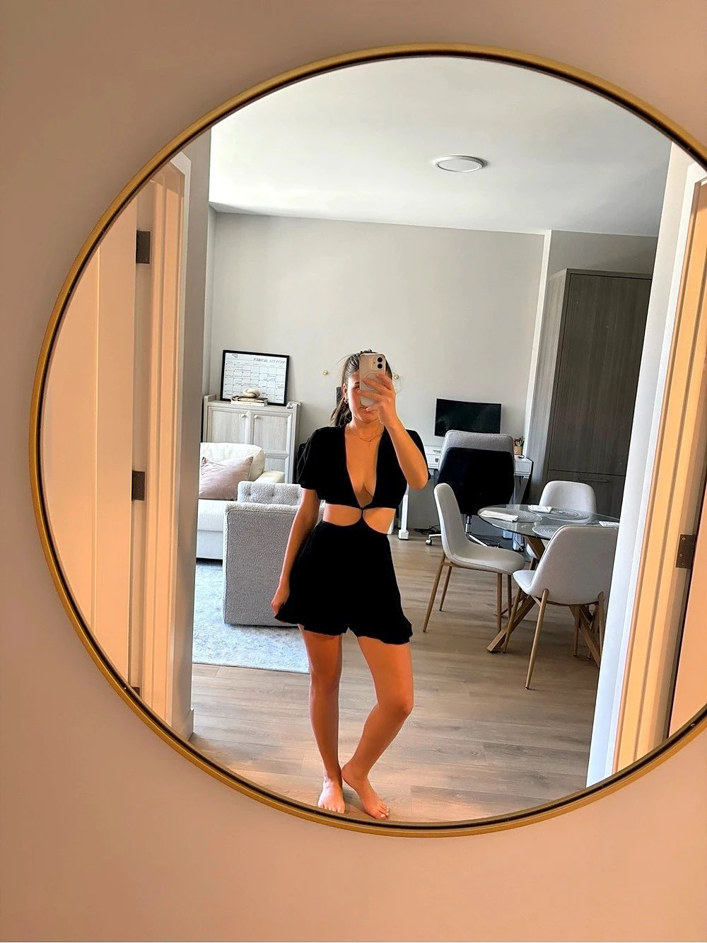 Cutout Short Sleeve Romper Black